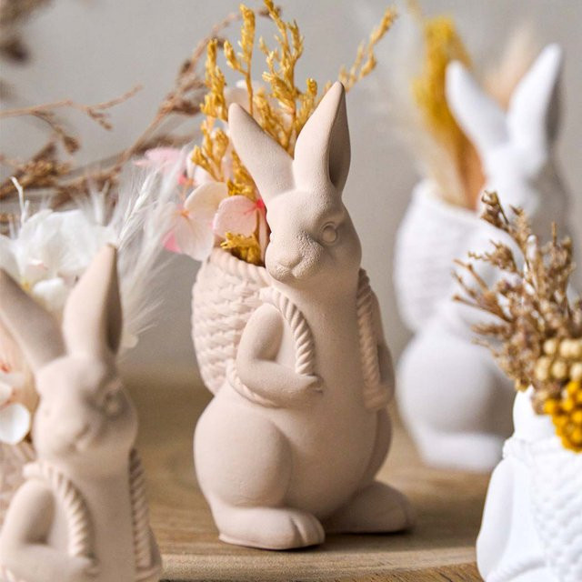 UDOCOOL Silikonform Osterhase für DIY Vasen und Deko-Ornamente aus Gips, Ton oder Beton, Weiß - Bild 1