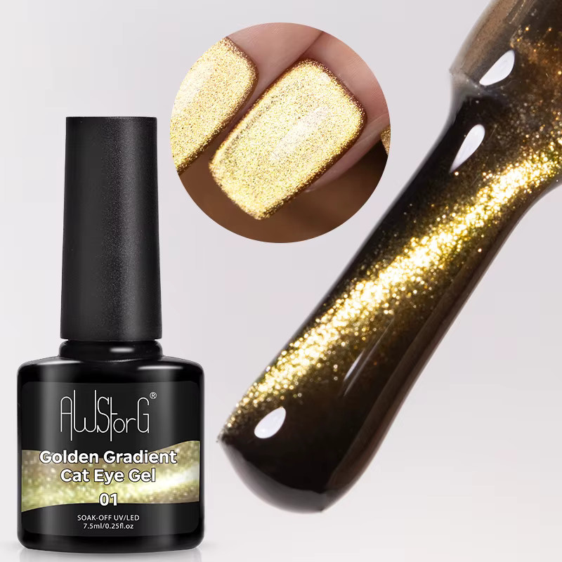 AWStorG Golden Gradient Cat Eye Nagellack, Schimmernd - Bild 6