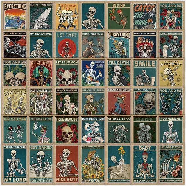 Gothic Totenkopf Tarot Sticker Set für Notebook und Briefpapier, Mehrfarbig, 50 Stück - Bild 1