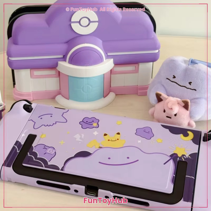 Bandai Ditto Silikon-Schutzhülle für Nintendo Switch 2 in Schwarz und Lila, kratzfest und stoßfest mit Ständerhalterung - Bild 3