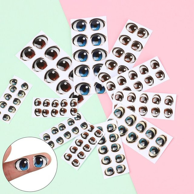 10 Augen Aufkleber, Braun, Blau, Bunt / Mehrfarbig, Pappe / Karton, Zubehör - Bild 1
