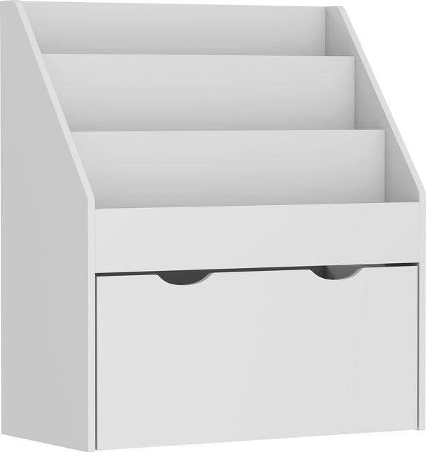 Aosom AIYAPLAY Kinderregal zur Aufbewahrung von Büchern und Spielzeug mit 3 Ablagen und Schublade, grau, B: 62,5 cm, T: 30 cm, H: 70 cm - Bild 1
