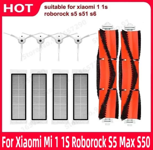Roborock Zubehör-Set mit Hepa-Filter, Hauptbürste und Seitenbürste für Xiaomi Mi 1 1S S5 Max S50 Mijia Roboterstaubsauger - Bild 1