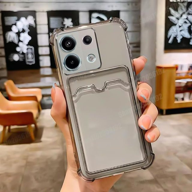 Transparente Handyhülle mit Kartenfach für Xiaomi Redmi Note Serie Pro Plus, stoßfeste Schutzhülle - Bild 1