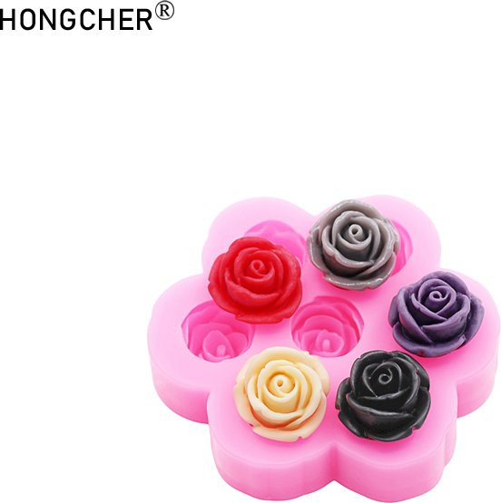 HONGCHER Silikonform für Rosen mit 7 Mulden in Pink für DIY Harz, Schmuck, Schokolade und Dekoration - Bild 1
