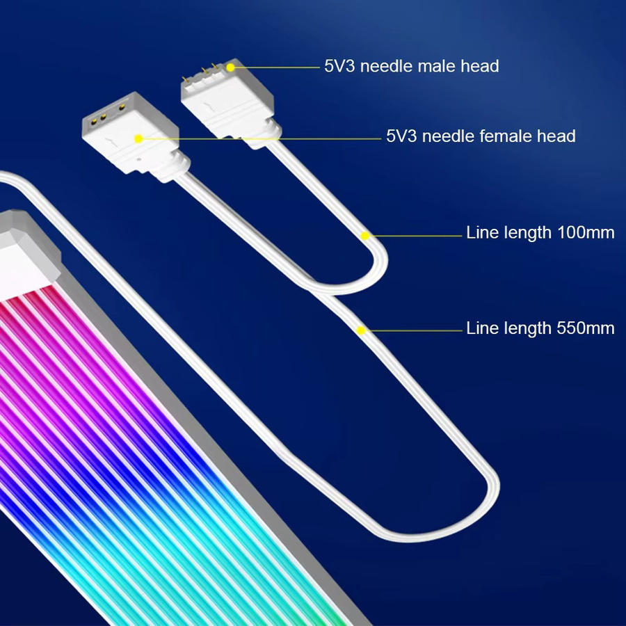 TEUCER RGB LED Lichtstreifen für PC Netzteil ATX 24PIN und Grafikkarte in Weiss und Multicolour - Bild 5