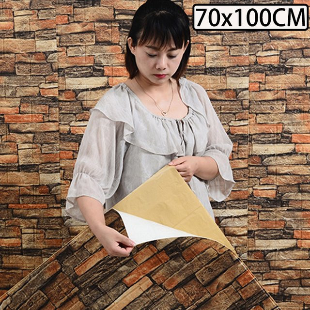 Selbstklebende 3D-Faux-Ziegel Tapete für Wandhintergrund und DIY-Dekoration, Breite: 70 cm, Höhe: 100 cm - Bild 1