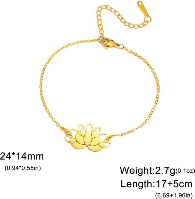 YULIN Armband, Lotusblüten-Charms, Edelstahl, Gold, Damen, 17-22cm - Bild 1