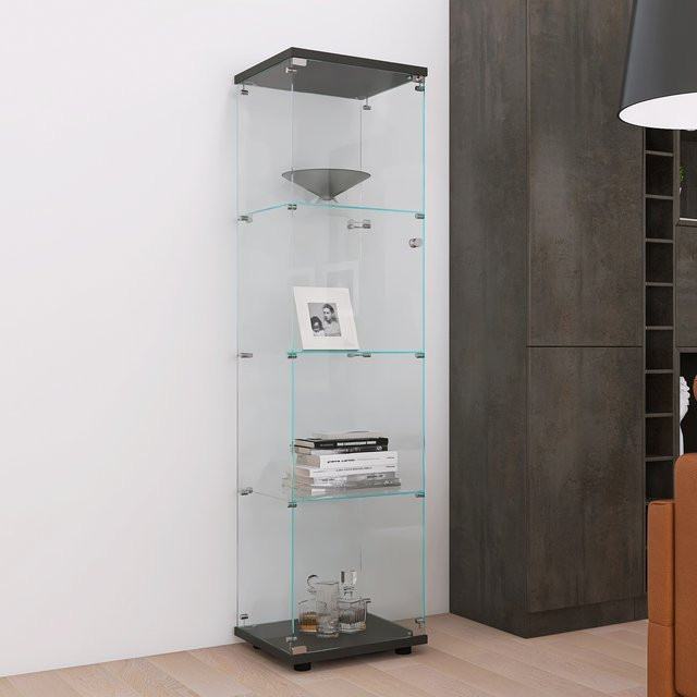Moderne Glas-Sammelvitrine von HYNHXBP in Schwarz und Transparent mit Glastüren, B/T/H: 42,5 x 36,5 x 164 cm - Bild 1