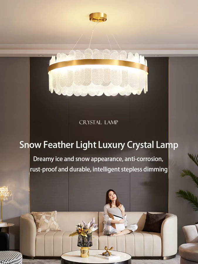 HomeLover Moderner LED Kronleuchter aus Gold Metall und Kristallglas für Esszimmer und Hotel Lobby - Bild 6