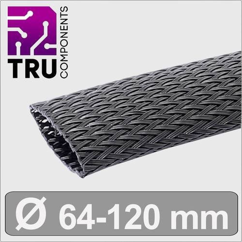 TRU COMPONENTS Geflechtschlauch aus Polyester in Schwarz, Durchmesser: 63,5 bis 120,7 mm, Meterware - Bild 1