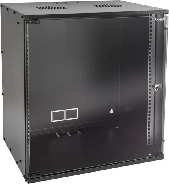 HMF Serverschrank Netzwerkschrank 12HE 19 Zoll Schwarz unmontiert - Bild 1