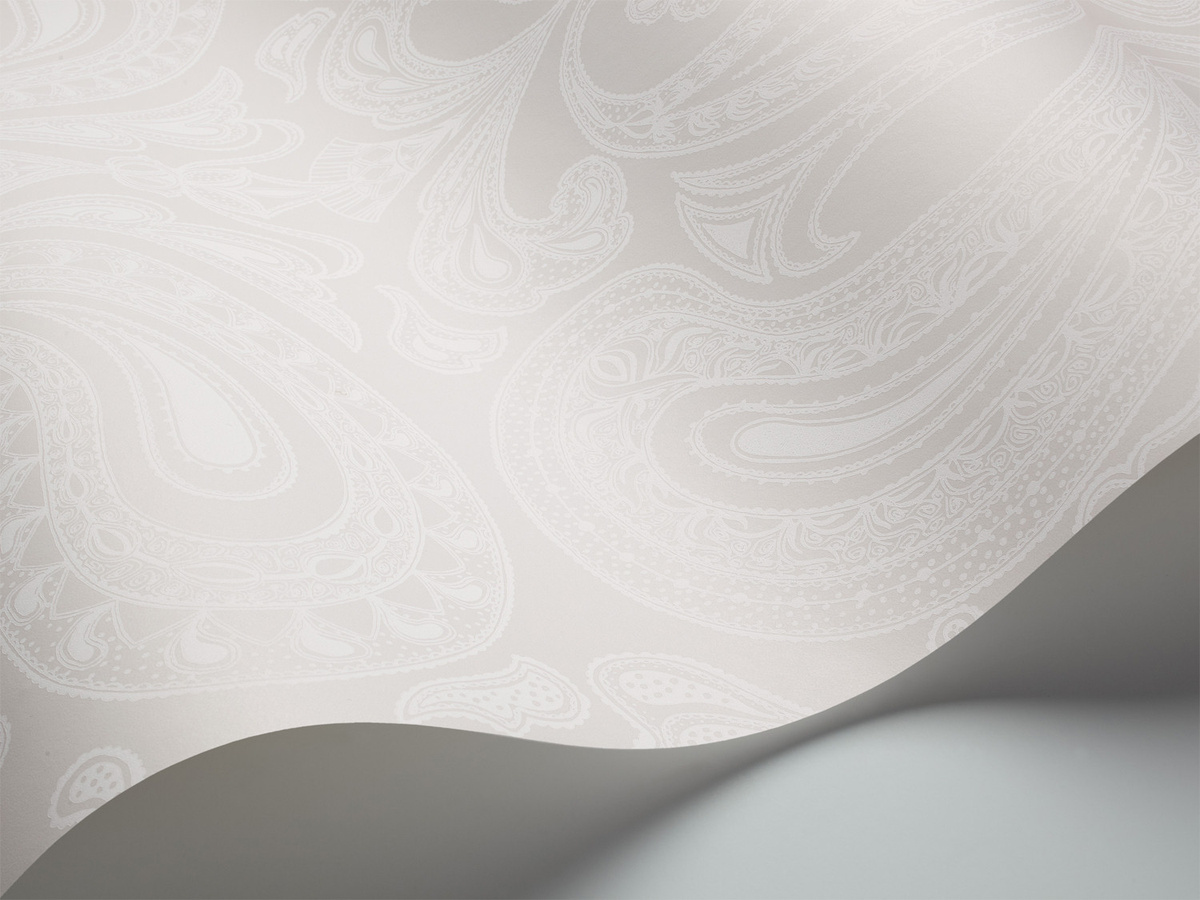 Cole & Son Tapete Malabar Abstract Paisley in White on White aus Vlies - Bild 1
