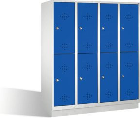 C+P Doppelstockspind Classic auf Sockel mit 8 Türen, Korpus Lichtgrau und Front Enzianblau, H 180 cm x B 159 cm x T 50 cm - Bild 1