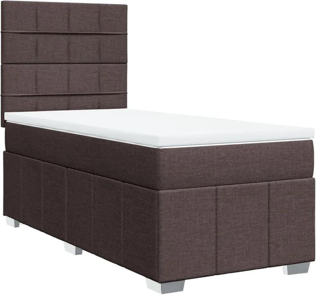 vidaXL Boxspringbett mit Matratze Dunkelbraun Hybrid-Modell mit Taschenfederkern B/T/H: 100 x 200 x 140,5 cm - Bild 1
