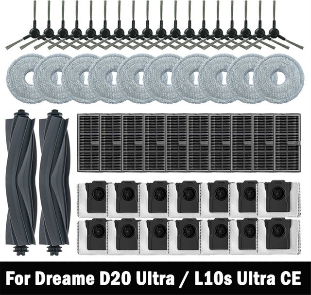 Dreame Ersatzteil-Set für D20 Ultra und L10s Ultra CE: Hauptbürste, Seitenbürste, Wischmopp, Hepa-Filter und Staubbeutel in Multicolour - Bild 1