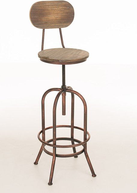 TPFLiving Barhocker Pina mit Holzsitz und Metallgestell in Bronze und Braun, H: 121,0 cm, B: 49,5 cm, T: 49,5 cm - Bild 1