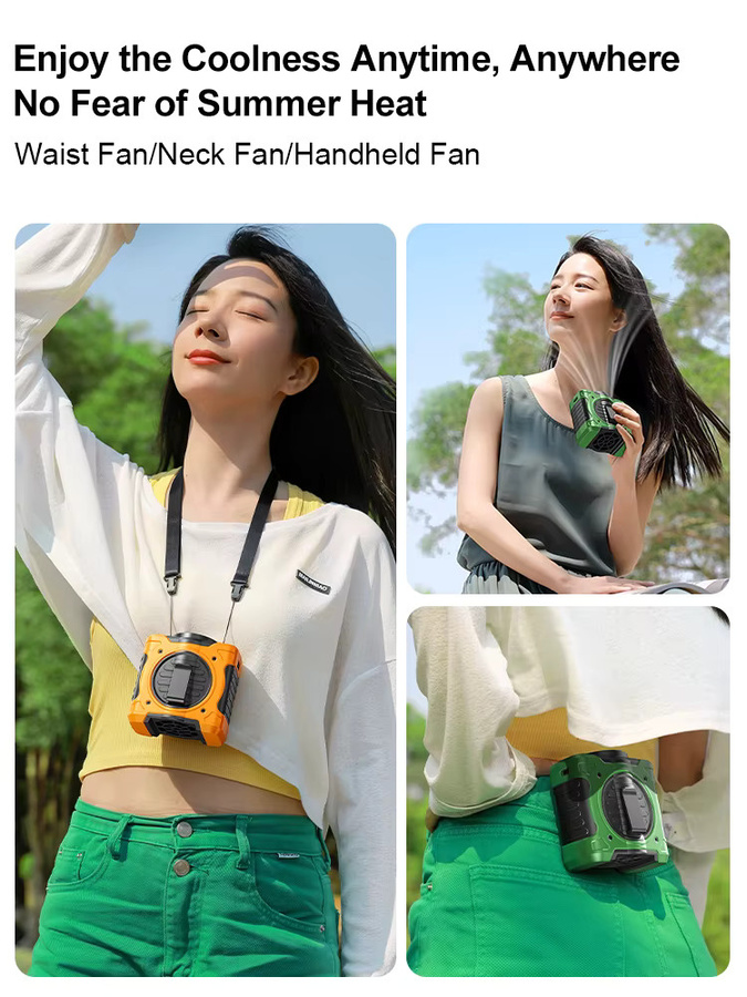 Socool Taillenclip-Ventilator mit 8000 mAh Akku, 199 Windgeschwindigkeiten, Digitalanzeige und LED-Beleuchtung, Grau oder Grün - Bild 6