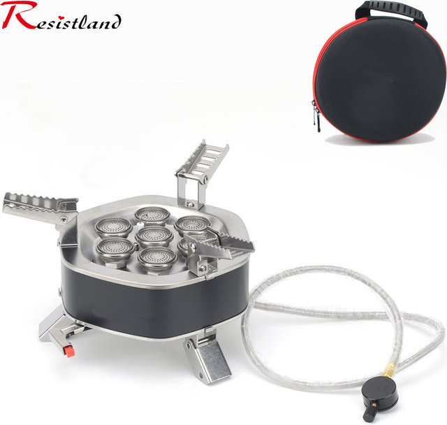 RESISTLAND Tragbarer Outdoor-Camping-Gasherd aus Edelstahl mit Aufbewahrungstasche - Bild 1