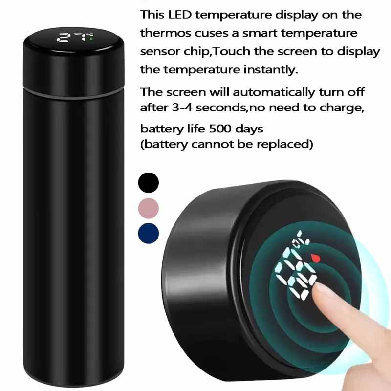 Smarte Isolierflasche Your Warm Home aus Edelstahl mit LED digitaler Temperaturanzeige, Schwarz, 500 ml - Bild 4
