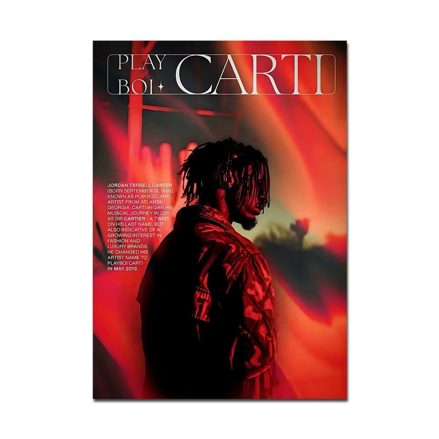 Wasserfester selbstklebender Kunstposter Aufkleber O-Opium Rap Playboi Carti in Schwarz - Bild 6