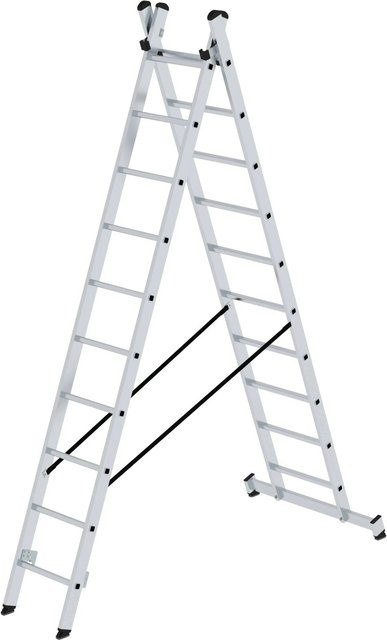 PROREGAL Sprossen-Mehrzweckleiter 2-teilig mit Traverse in Silber, 2 x 10 Sprossen - Bild 1