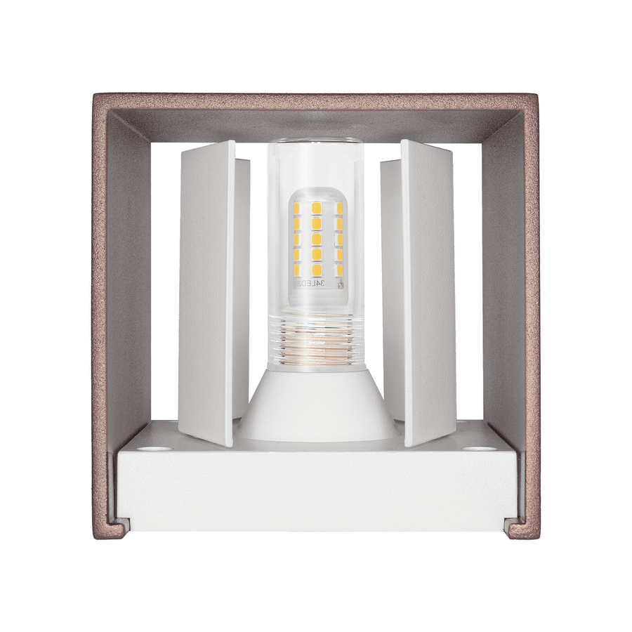 Luxvenum Wandleuchte CUBE in Rostbraun, dimmbare LED-Up-and-Down-Leuchte mit einstellbarer Abstrahlung, IP54, Aluminium - Bild 1