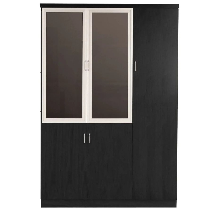 Jet-Line Aktenschrank Dortmund in Schwarz mit Glastüren für Büro und Homeoffice, H x B x T: 200 x 120 x 42 cm - Bild 2