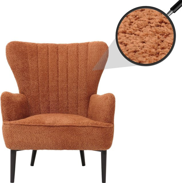 MCW Lounge-Sessel K37 als Cocktail- und Ohrensessel aus Chenille-Stoff in Orange - Bild 1