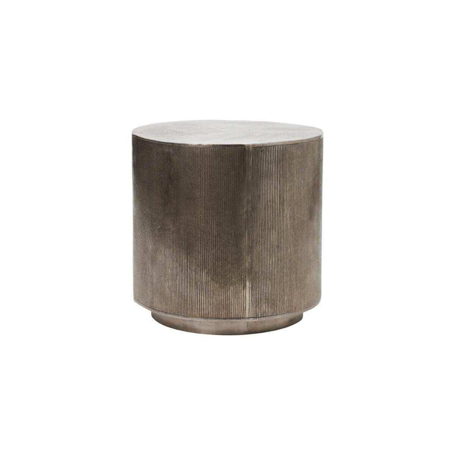 House Doctor Couchtisch Rota in Silber gebürstet mit vertikalen Rillen, Durchmesser: 50 cm - Bild 1