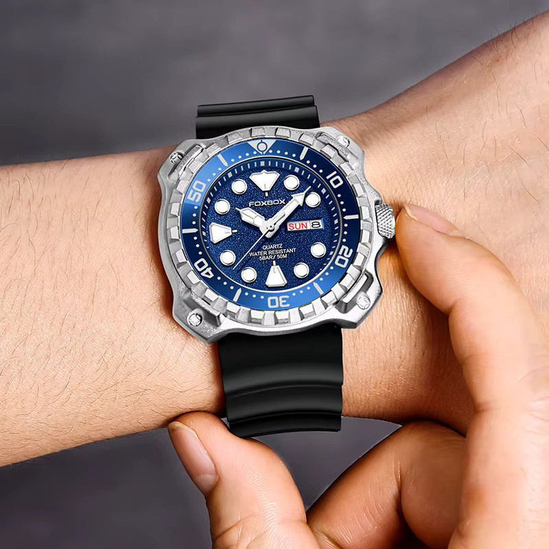 FOXBOX Armbanduhr Quarz, Silikon, Blau, Herren - Bild 5