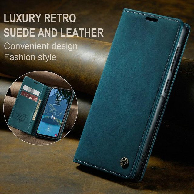 Luxus Leder-Flipcover mit Magnet und Kartentasche für Samsung Galaxy A56 5G, A36, A26, A16 und A06 in Blau und Petrol - Bild 1