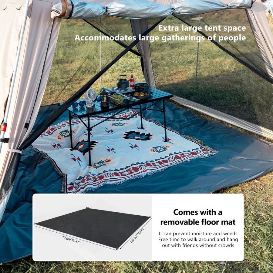 Sonuto Camping-Überdachungszelt mit Aluminiumstangen und Moskitonetz, regensicherer Sonnenschutz für Strand, Angeln und Wandern, B/T/H: 310 x 310 x 200 cm - Bild 5