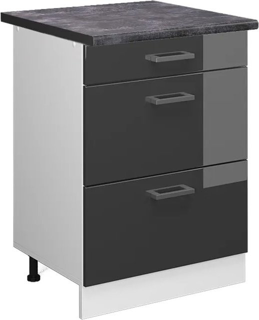 Vicco Küchenunterschrank R-Line in Anthrazit Hochglanz und Weiß mit Schubladen, Breite: 60 cm - Bild 1