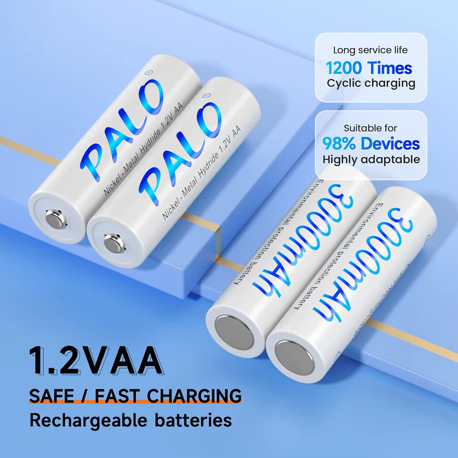 PALO Akku Set mit 8 AA Ni-MH Batterien 3000mAh und Smart Ladegerät für AA AAA C D Batterien - Bild 3