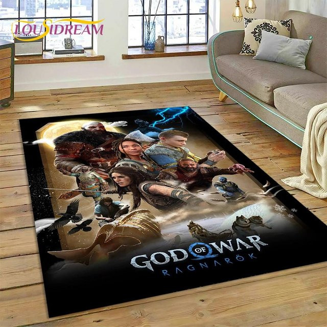 God of War Kratos Cartoon 3D Teppich als dekorative Bodenmatte für Kinderzimmer, Wohnzimmer oder Schlafzimmer, B/B: 40 x 60 cm, Mehrfarbig - Bild 1