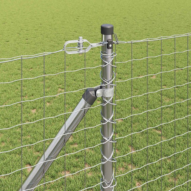 vidaXL Zaunpfosten aus Stahl mit Einschlaghülse, 7 Stück, Silber, H: 160 cm, B: 3,2 cm, T: 3,2 cm - Bild 2