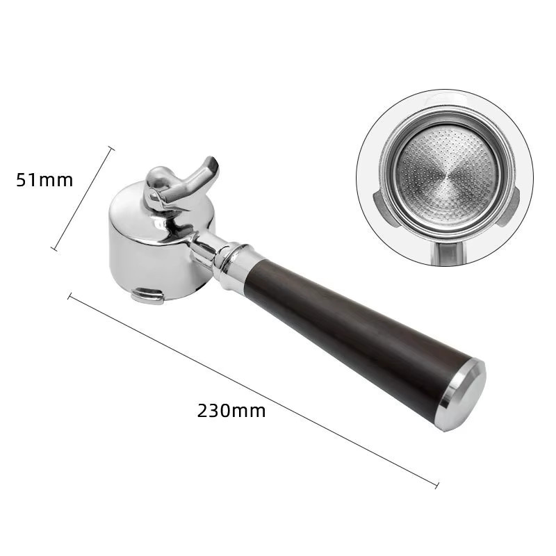 YUAN-ECT Doppel-Siebträger mit 51mm Sieb und Körben für 1, 2 oder 4 Tassen in Silber und Rot aus Edelstahl für Homix, Hibrew H11, Oster, Cecotec und Phico Brayer BR1101 Kaffeemaschinen - Bild 2