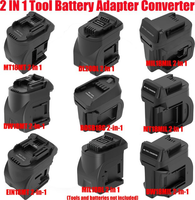 HAKSINKY 2-in-1 Werkzeugkonverter für 18V Akku-Elektrowerkzeuge, 2er-Pack, Schwarz - Bild 1