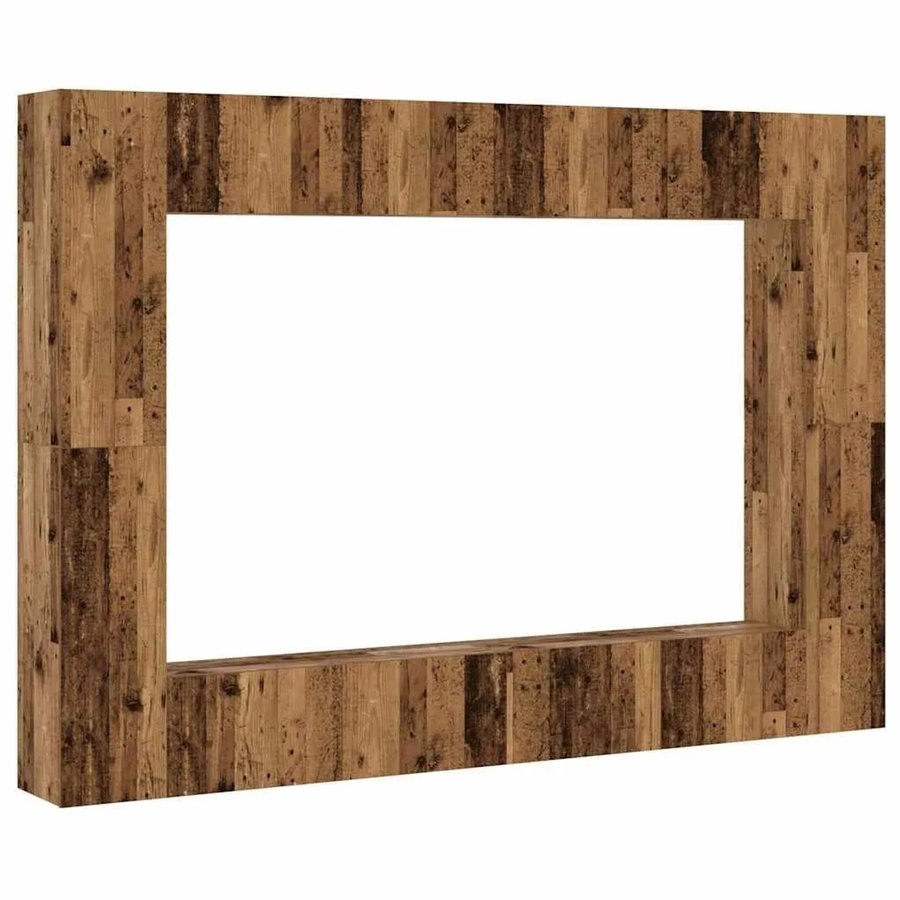 vidaXL 8-teiliges TV-Schrank-Set für die Wandmontage in moderner Altholz-Optik, Farbe Braun - Bild 2