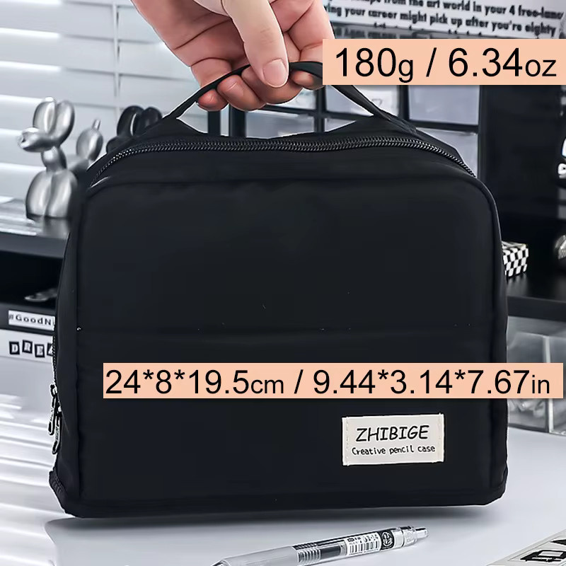 Große Schreibwaren Tasche mit 11 Fächern als tragbares Etui für Stifte und Kosmetik in Weiß - Bild 4