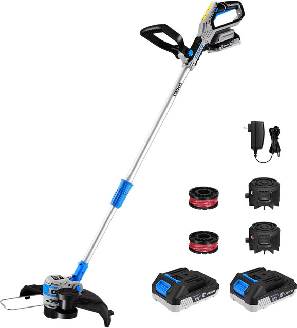 DEKOPRO 2-in-1 Akku-Freischneider 20V mit 2 Akkus und 30 cm Schnittbreite für Rasen und Garten - Bild 1