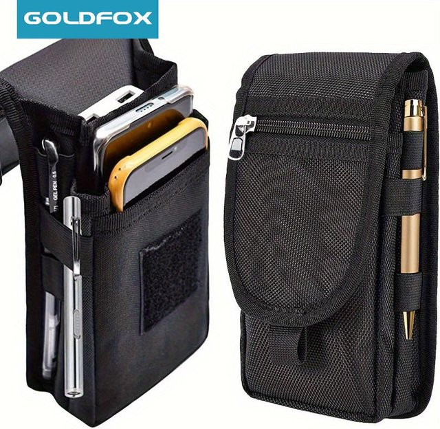 GOLDFOX Multifunktionale Handy Gürteltasche aus Oxford Stoff für iPhone 16 und iPhone 15, 6,3 Zoll, Schwarz - Bild 1