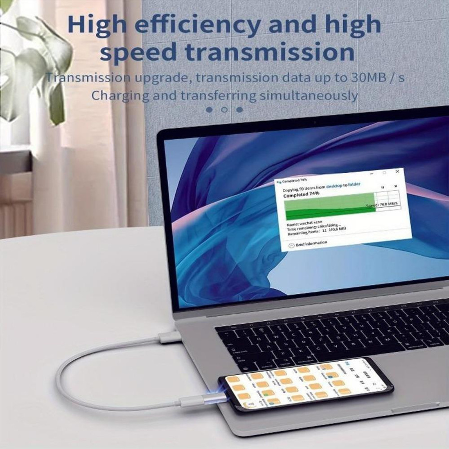 Anlina Adapter Lightning Buchse auf USB-C Stecker zum Laden und zur Datenübertragung, Weiß - Bild 3