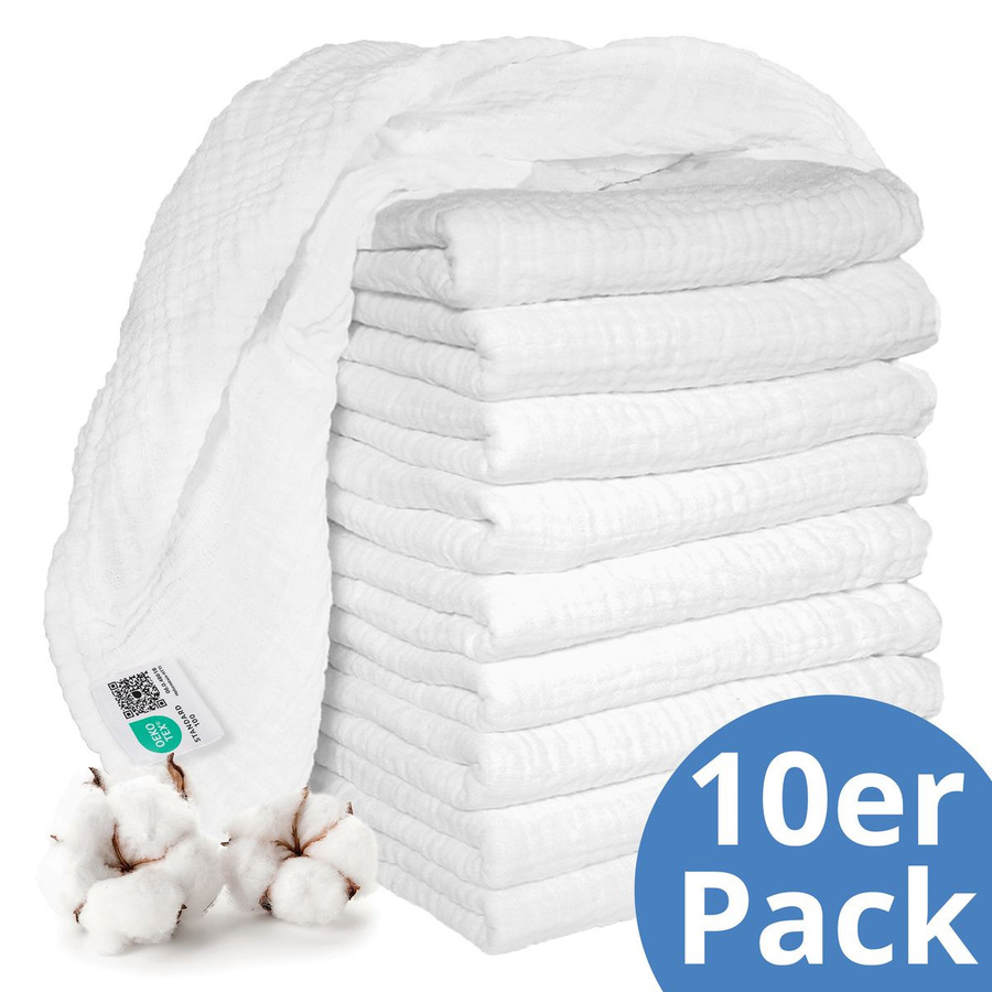 Makian Mullwindeln und Spucktücher 10er Pack Weiß B/B: 80 x 80 cm - Bild 1