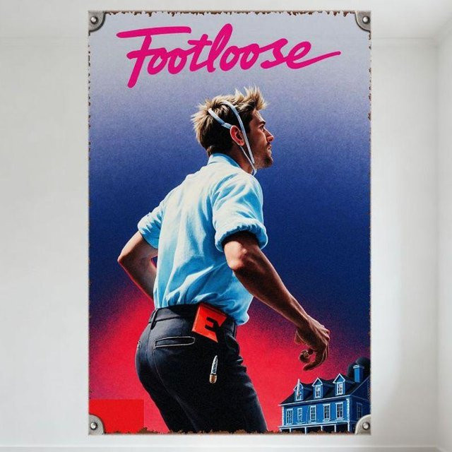 Vintage Retro Metallblechschild ZX ART Footloose Film Dekor in Grau, B: 30 cm, H: 20 cm - Bild 1