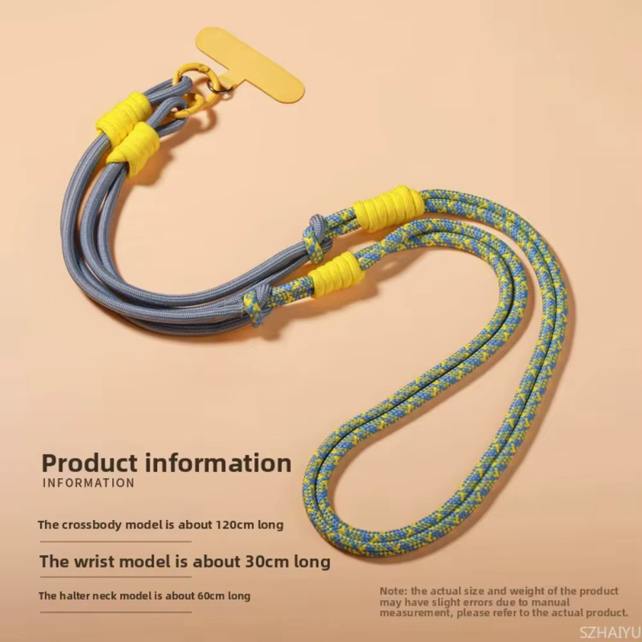 Universelles 2-in-1 Handy-Lanyard im Ins-Stil als verstellbare Umhängetasche und Handschlaufe für Reisen, geflochten, in Grün, Lila und Multicolour - Bild 1