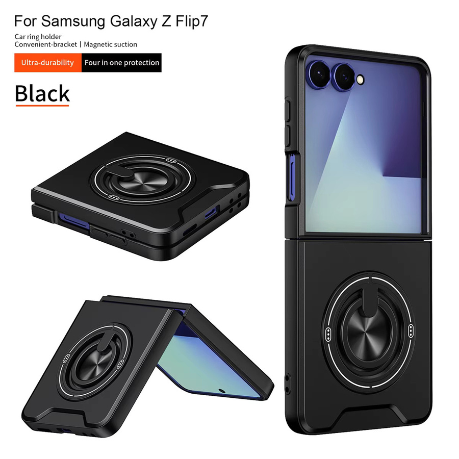 MagSafe Magnetische Handyhülle mit drehbarem Ringhalter für Samsung Galaxy Z Flip (Modelle: Flip7, Flip6, Flip5, Flip4, Flip3) in Schwarz - Bild 7