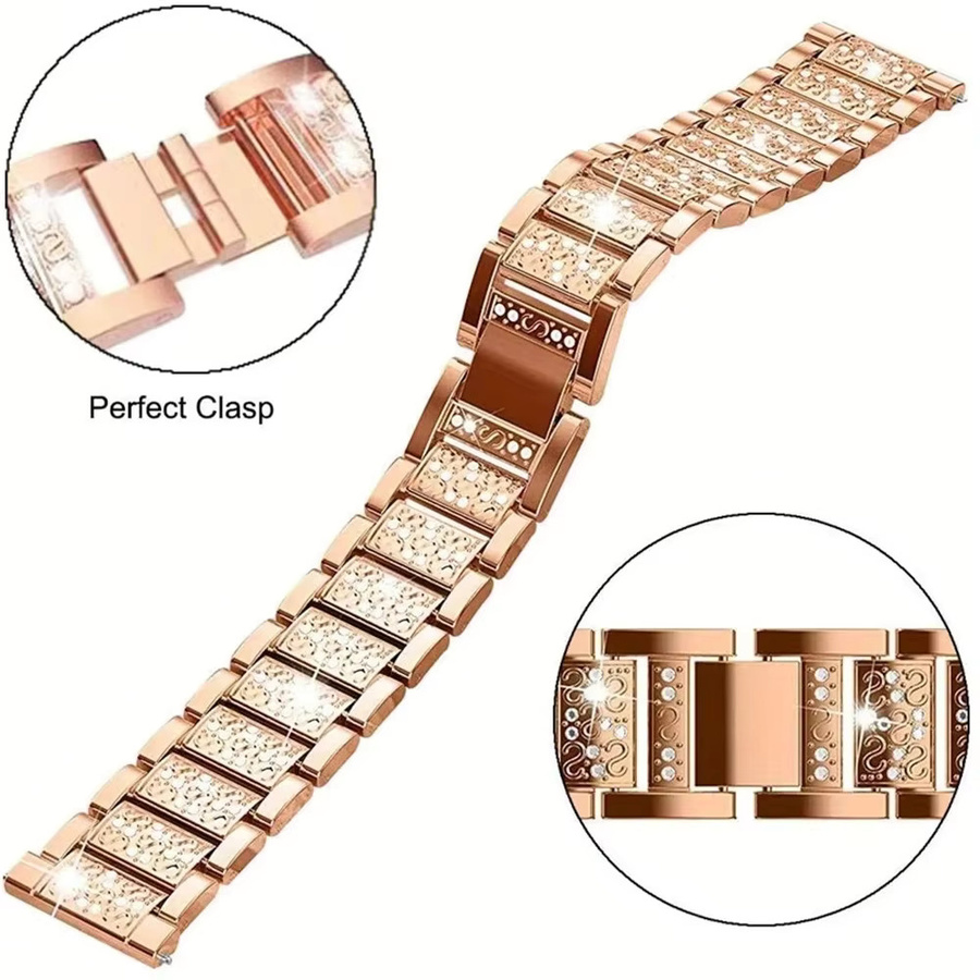 Uhrenarmband Edelstahl, Diamant, Kristall, Roségold, Unisex - Bild 3