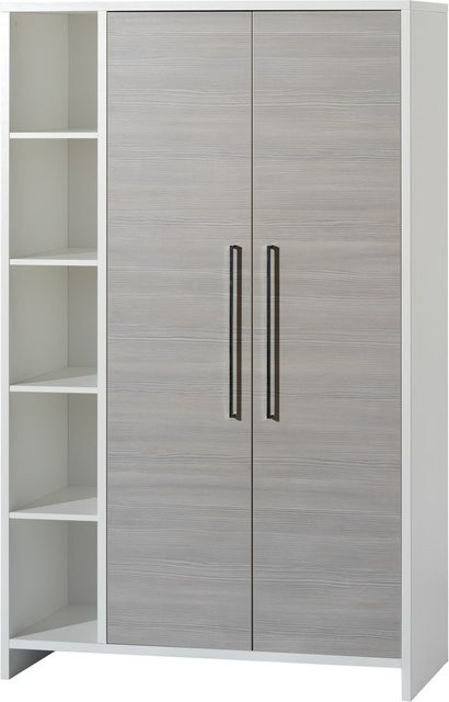 SCHARDT Eco Schrank in Silber und Grau mit 2 Türen, Soft-Close-Funktion und offenen Regalfächern für dein Schlafzimmer - Bild 1